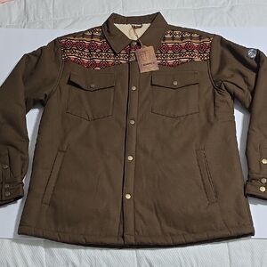 Tempco Men's Brown Jacket with Red Accents